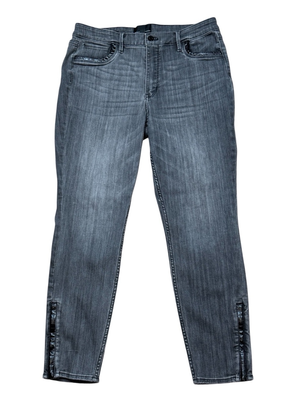 White House Black Market Gray High-Rise Faux-Trim Skinny Jeans Women’s Size 14